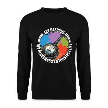 Bluegrass Music My Passion My Bluegrass Musician - Unisex Pullover - Schwarz - Vorne - Alina (178cm) & Michal (187cm)