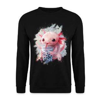 Bubble Tea Boba BubbleTea Kawaii Japan Tea Kpop - Unisex Pullover - Schwarz - Vorne - Alina (178cm) & Michal (187cm)