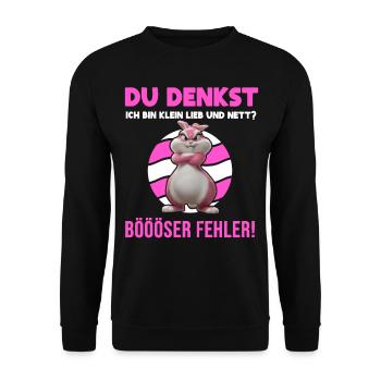 Hase Tshirt Lustig Witzig Humor Sarkasmus Büro - Unisex Pullover - Schwarz - Vorne - Alina (178cm) & Michal (187cm)