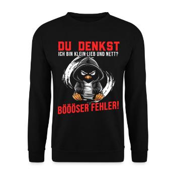Penguin Tshirt Funny Funny Humor Sarcasm Office - Unisex Sweatshirt - black - Front - Alina (178cm) & Michal (187cm)