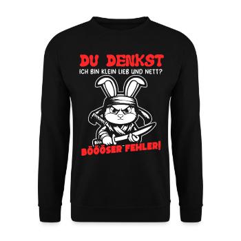 Hase Tshirt Lustig Witzig Humor Sarkasmus Büro - Unisex Pullover - Schwarz - Vorne - Alina (178cm) & Michal (187cm)