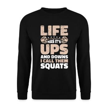 Fitness Trainer Gewichtheben GYM Bodybuilding - Unisex Pullover - Schwarz - Vorne - Alina (178cm) & Michal (187cm)