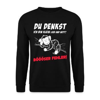 Affe Tshirt Lustig Witzig Humor Sarkasmus Büro - Unisex Pullover - Schwarz - Vorne - Alina (178cm) & Michal (187cm)