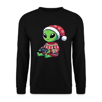 Weihnachten Gamer Alien Videospiele Gaming - Unisex Pullover - Schwarz - Vorne - Alina (178cm) & Michal (187cm)