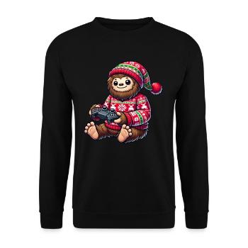 Weihnachten Gamer Bigfoot Videospiele Gaming - Unisex Pullover - Schwarz - Vorne - Alina (178cm) & Michal (187cm)