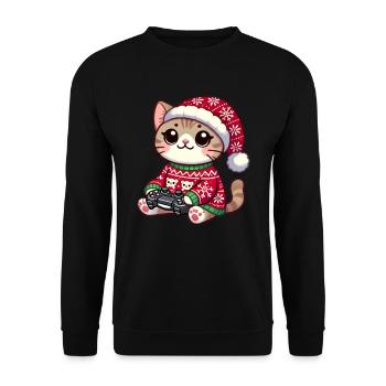 Noël Gamer Chat Jeux Vidéo Jeux - Sweat-shirt Unisexe - noir - Devant - Alina (178cm) & Michal (187cm)