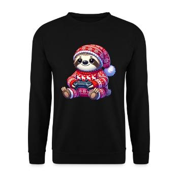 Weihnachten Gamer Faultier Videospiele Gaming - Unisex Pullover - Schwarz - Vorne - Alina (178cm) & Michal (187cm)