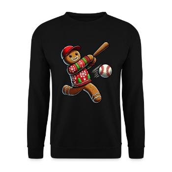 Baseball Weihnachten Lebkuchenmann Baseball - Unisex Pullover - Schwarz - Vorne - Alina (178cm) & Michal (187cm)