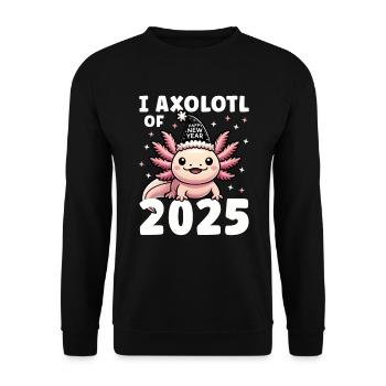 Neujahr 2025 Axolotl Lustiger Silvesterabend - Unisex Pullover - Schwarz - Vorne - Alina (178cm) & Michal (187cm)