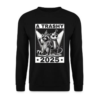 raton laveur opossum réveillon du jour de l’an 2025 raton laveur - Sweat-shirt Unisexe - noir - Devant - Alina (178cm) & Michal (187cm)