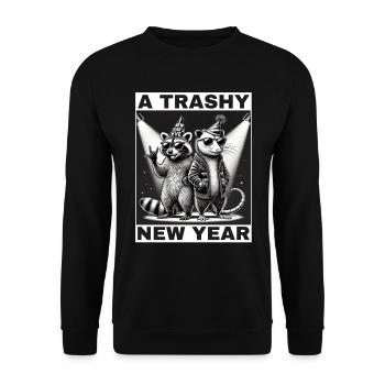 Raccoon Opossum New Year's Eve 2025 Raccoon - Unisex Sweatshirt - black - Front - Alina (178cm) & Michal (187cm)