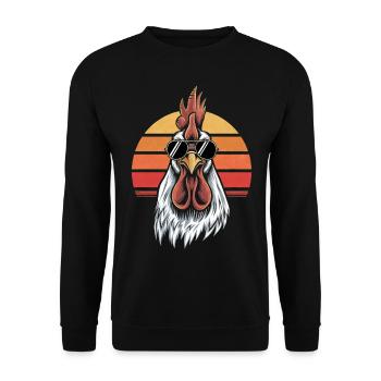 Lustiger Hahn Sonnenbrille Stolzer Gockel Hühner - Unisex Pullover - Schwarz - Vorne - Alina (178cm) & Michal (187cm)