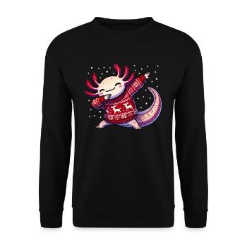 Weihnachten Axolotl Hässliche Weihnachten - Unisex Pullover - Schwarz - Vorne - Alina (178cm) & Michal (187cm)