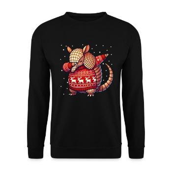 Weihnachten Gürteltier Hässlich Weihnachten - Unisex Pullover - Schwarz - Vorne - Alina (178cm) & Michal (187cm)