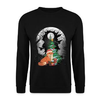 Wald Fuchs Weihnachten Tannenbaum Füchse Kind - Unisex Pullover - Schwarz - Vorne - Alina (178cm) & Michal (187cm)
