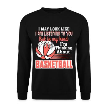 Basketball I Am Thinking About Basketball - Unisex Sweatshirt - black - Front - Alina (178cm) & Michal (187cm)