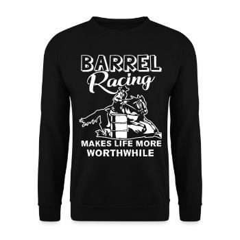 Barrel Racing Makes Life More Worthwhile - Unisex Sweatshirt - black - Front - Alina (178cm) & Michal (187cm)