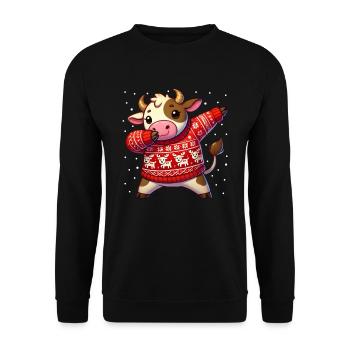 Weihnachten Kuh Landwirt Lustige Kuh Hässliche - Unisex Pullover - Schwarz - Vorne - Alina (178cm) & Michal (187cm)