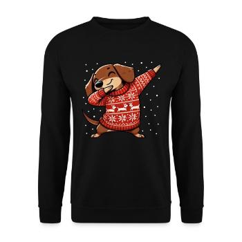 Christmas Dachshund Dog Dachshund Ugly Christmas - Unisex Sweatshirt - black - Front - Alina (178cm) & Michal (187cm)