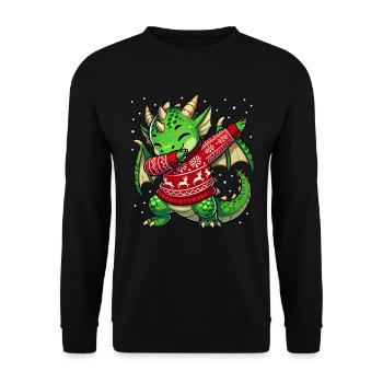 Noël Dragon Dragon Noël laid - Sweat-shirt Unisexe - noir - Devant - Alina (178cm) & Michal (187cm)