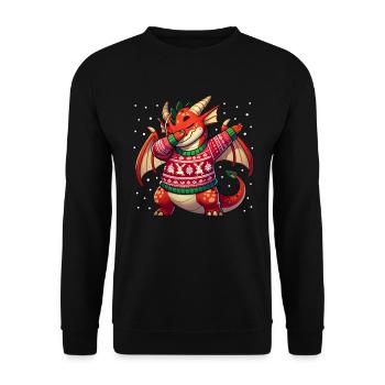 Christmas Dragon Dragon Ugly Christmas - Unisex Sweatshirt - black - Front - Alina (178cm) & Michal (187cm)