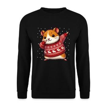 Weihnachten Hamster Hässliche Weihnachten - Unisex Pullover - Schwarz - Vorne - Alina (178cm) & Michal (187cm)