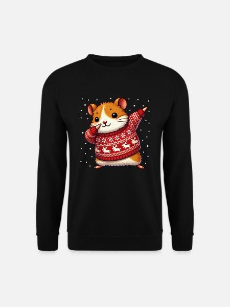 Weihnachten Hamster Hässliche Weihnachten - Unisex Pullover - Schwarz