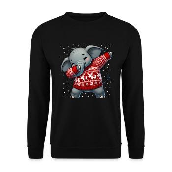Weihnachten Elefant Hässlich Weihnachten - Unisex Pullover - Schwarz - Vorne - Alina (178cm) & Michal (187cm)