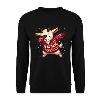 Weihnachten Ziege Landwirt Ziege Hässliche - Unisex Pullover - Schwarz - Vorne - Alina (178cm) & Michal (187cm)