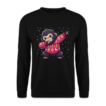 Weihnachten Gorilla Hässliche Weihnachten - Unisex Pullover - Schwarz - Vorne - Alina (178cm) & Michal (187cm)