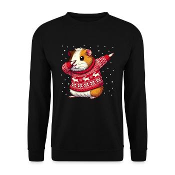 Weihnachten Meerschweinchen Hässliche Weihnachten - Unisex Pullover - Schwarz - Vorne - Alina (178cm) & Michal (187cm)