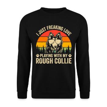 J’adore jouer avec mon Rough Collie - Sweat-shirt Unisexe - noir - Devant - Alina (178cm) & Michal (187cm)