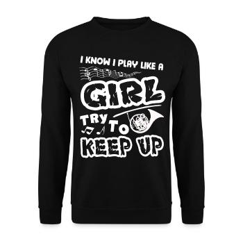 French Horn I Know I Play Like A Girl - Unisex Sweatshirt - black - Front - Alina (178cm) & Michal (187cm)