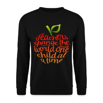 Teachers Change The World One Child At A Time - Unisex Sweatshirt - black - Front - Alina (178cm) & Michal (187cm)