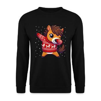 Weihnachten Pferdeliebhaber Pferd Hässliches - Unisex Pullover - Schwarz - Vorne - Alina (178cm) & Michal (187cm)