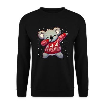 Weihnachten Koala Ugly Christmas - Unisex Pullover - Schwarz - Vorne - Alina (178cm) & Michal (187cm)
