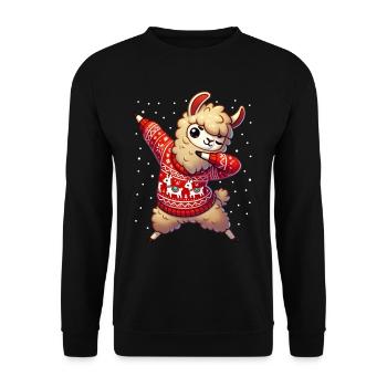 Weihnachten Llama Alpaka Hässlich Weihnachten - Unisex Pullover - Schwarz - Vorne - Alina (178cm) & Michal (187cm)