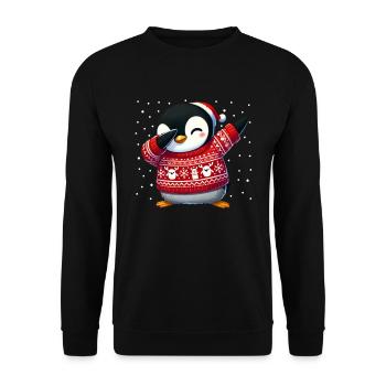 Weihnachten Pinguin Hässlich Weihnachten - Unisex Pullover - Schwarz - Vorne - Alina (178cm) & Michal (187cm)