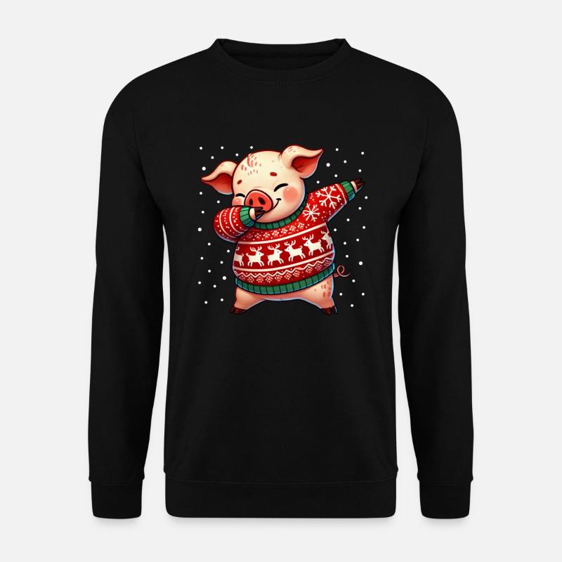 Christmas Pigs Farmer Piglet Ugly - Unisex Sweatshirt - black