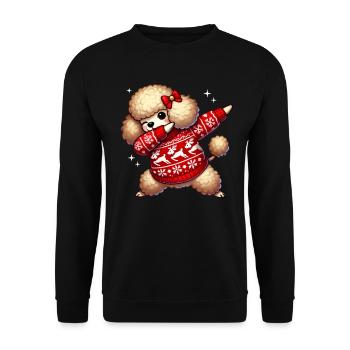 Weihnachten Pudelliebhaber Pudel Hässliche - Unisex Pullover - Schwarz - Vorne - Alina (178cm) & Michal (187cm)