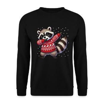 Weihnachten Waschbär Hässliche Weihnachten - Unisex Pullover - Schwarz - Vorne - Alina (178cm) & Michal (187cm)