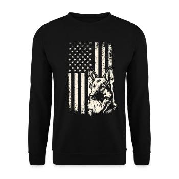 Journée des anciens combattants Berger allemand Drapeau américain – 4 juillet - Sweat-shirt Unisexe - noir - Devant - Alina (178cm) & Michal (187cm)