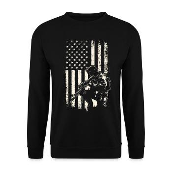 Journée des anciens combattants du soldat agenouillé et du drapeau américain 4 juillet - Sweat-shirt Unisexe - noir - Devant - Alina (178cm) & Michal (187cm)