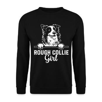 Rough Collie Girl Rough Collie Dog Lover - Unisex Sweatshirt - black - Front - Alina (178cm) & Michal (187cm)