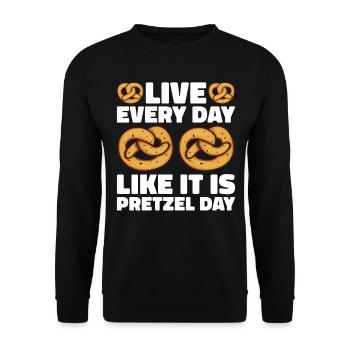 Bretzel Brezeln Bäcker Backwaren - Unisex Pullover - Schwarz - Vorne - Alina (178cm) & Michal (187cm)