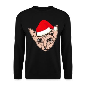 Christmas Santa Sphynx Cat - Unisex Sweatshirt - black - Front - Alina (178cm) & Michal (187cm)