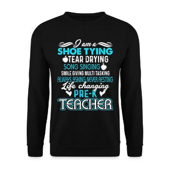 Pre K Teacher Shoe Tying Tear Drying - Unisex Sweatshirt - black - Front - Alina (178cm) & Michal (187cm)