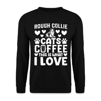 Rough Collie Cats Coffee This Is What I Love - Rou - Unisex Pullover - Schwarz - Vorne - Alina (178cm) & Michal (187cm)