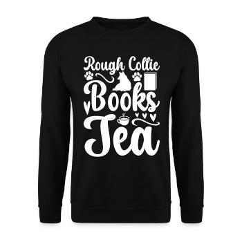 Rough Collie Books Tea - Rough Collie Puppy - Unisex Sweatshirt - black - Front - Alina (178cm) & Michal (187cm)