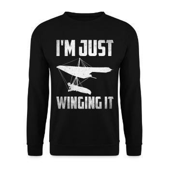 Hang gliding Paragliding hang gliding - Unisex Sweatshirt - black - Front - Alina (178cm) & Michal (187cm)